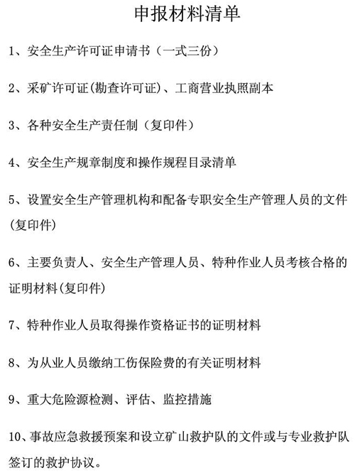 申报材料清单