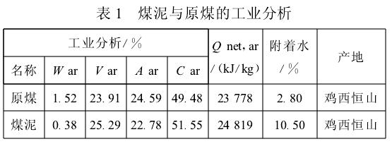 煤泥与原煤分析表